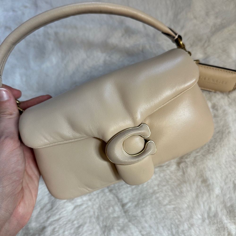 Coach Pillow Tabby 18” in beige